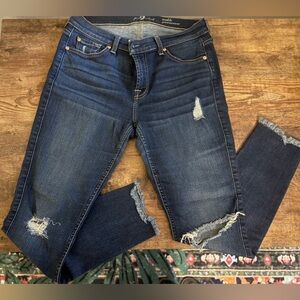 7 For All Mankind Dark Blue Distressed Jeans